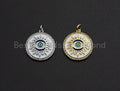 NEW Enamel Evil Eye Sun On Round Coin Pendant,Cz Micro Pave Oil Drop Round pendant,Enamel Charm,Enamel Jewelry,19x21mm,sku#Z515C