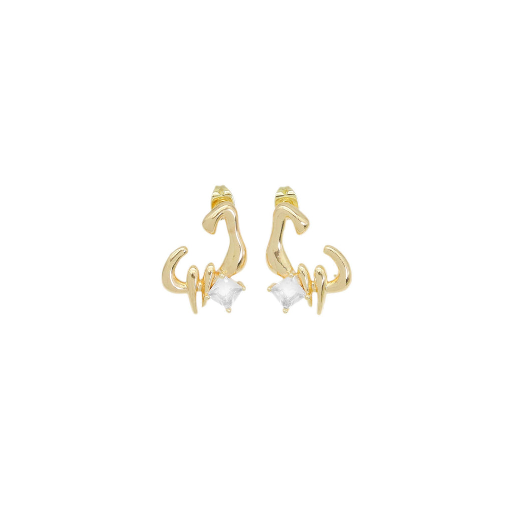 Diamond irrigular Geometry shape Earrings, Sku#ZX171
