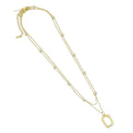 Dainty Gold Chain Frame Rectangle Pendant Necklace, Sku#EF596