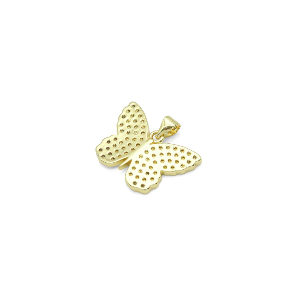 Gold Clear CZ Butterfly Charm Pendant, Sku#LX694