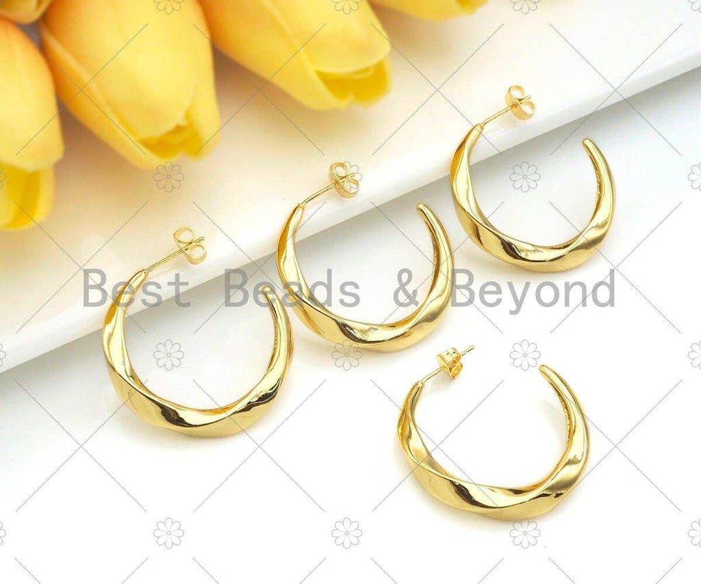Gold Twisted Hoop Earrings, Sku#J318C