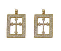 CZ Cross On Rectangle Frame Charm, Sku#LK616