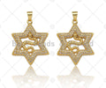 CZ Micro Pave Snake On Star Shape Pendant/Charm,Cubic Zirconia Gold Charm, Necklace Bracelet Charm Pendant,26x30mm, Sku#LD33