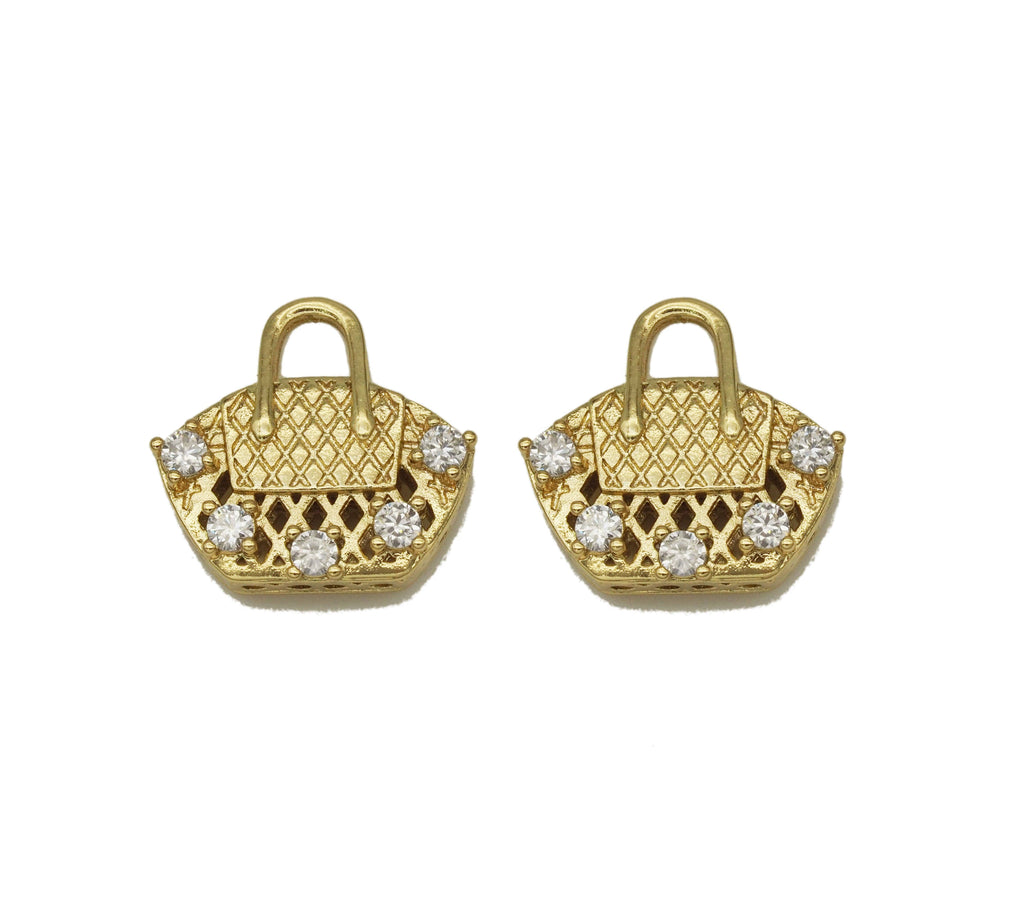 CZ Pave Fashion Bag Purse Charm, Sku#LK672