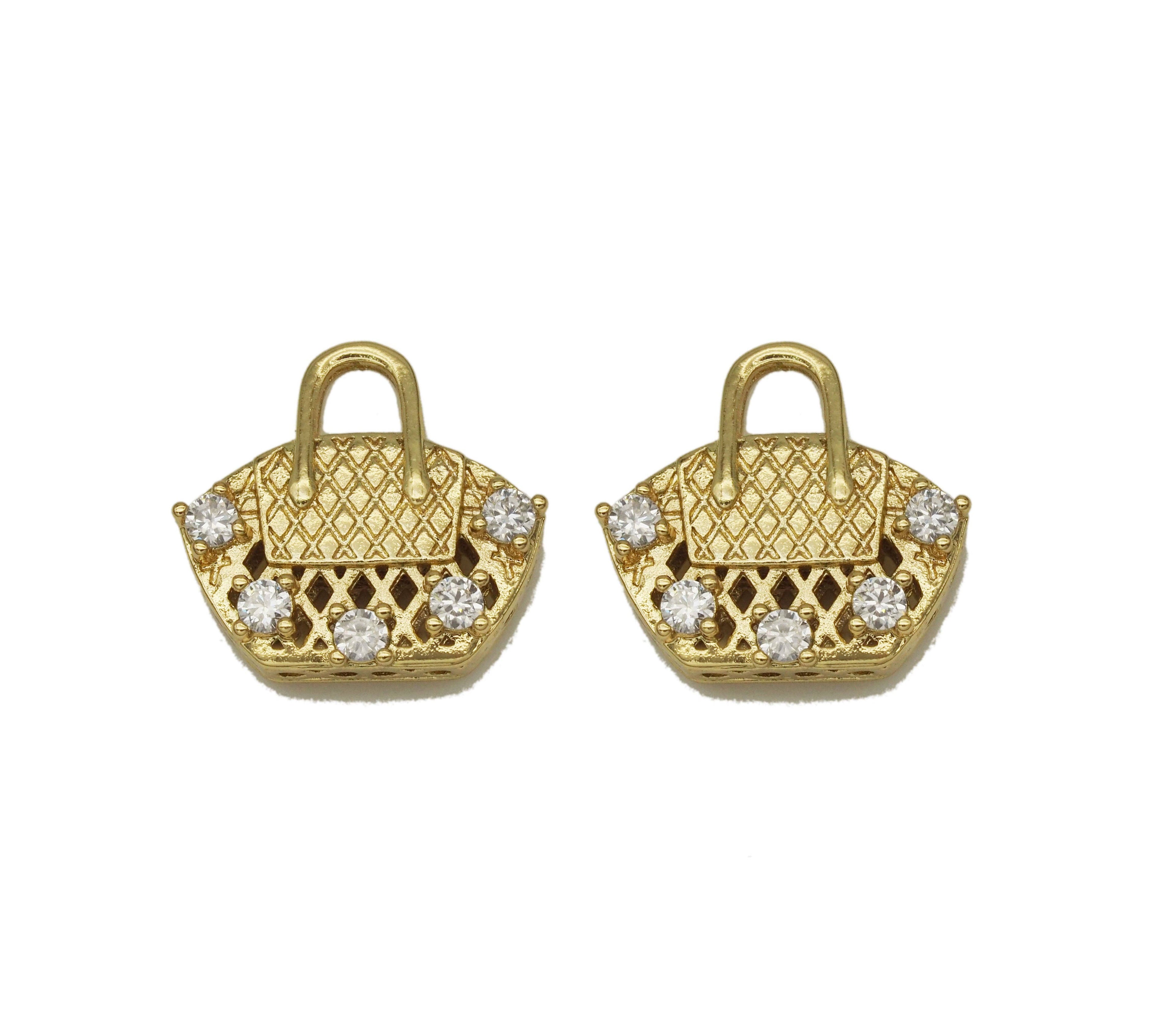CZ Pave Fashion Bag Purse Charm, Sku#LK672