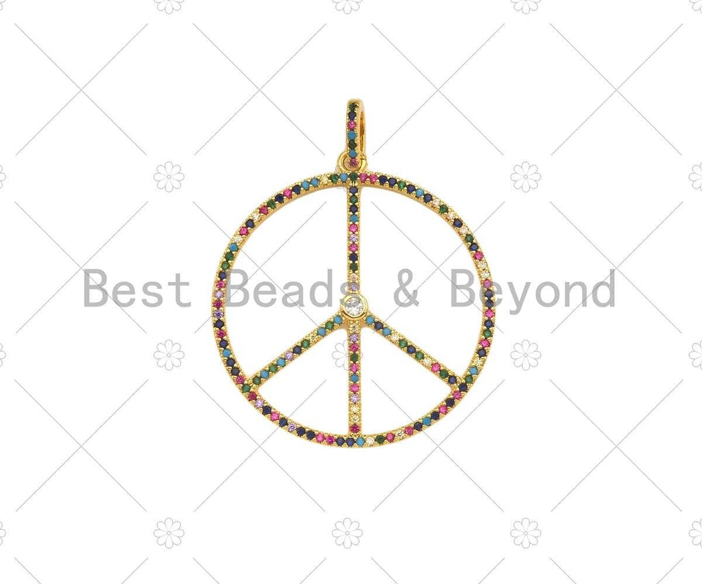 CZ Micro Pave Peace Symbol Pendant/Charm,sku#ML42