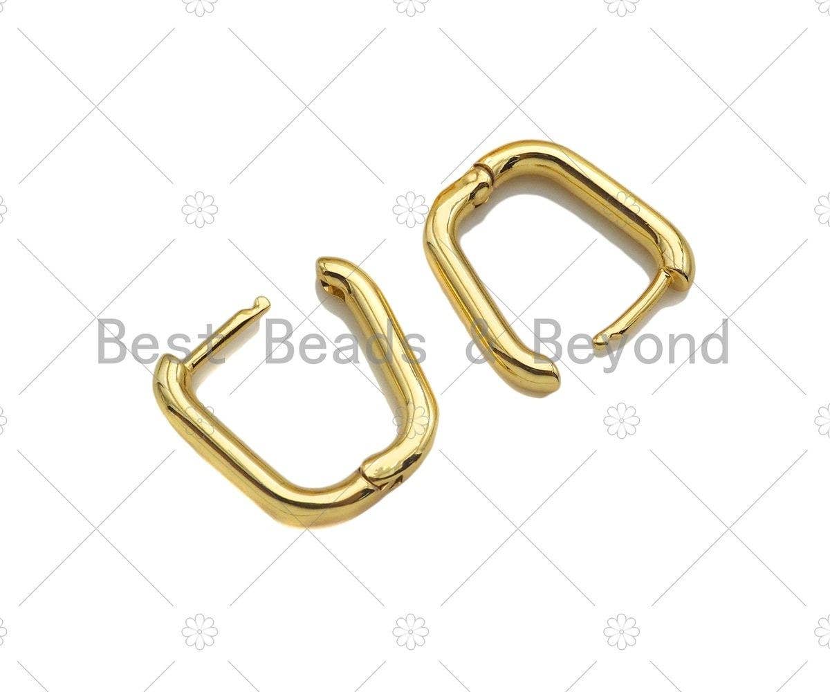 Dainty Gold Rectangle Huggie Earring, Sku#LD57