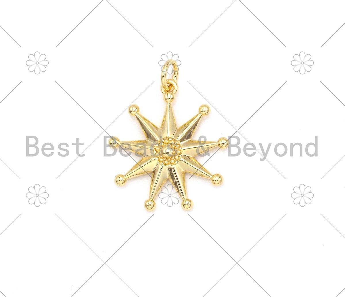 Sunflower Shape Pendant/Charm,18K Gold Filled Star Charm, Necklace Bracelet Charm Pendant, 21x19mm,Sku#F1408