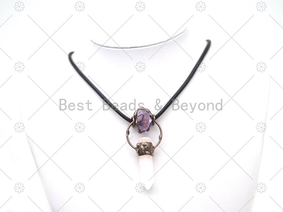 New!!! Natural Crystal Point with Amethyst Pendant, Sku#YT17