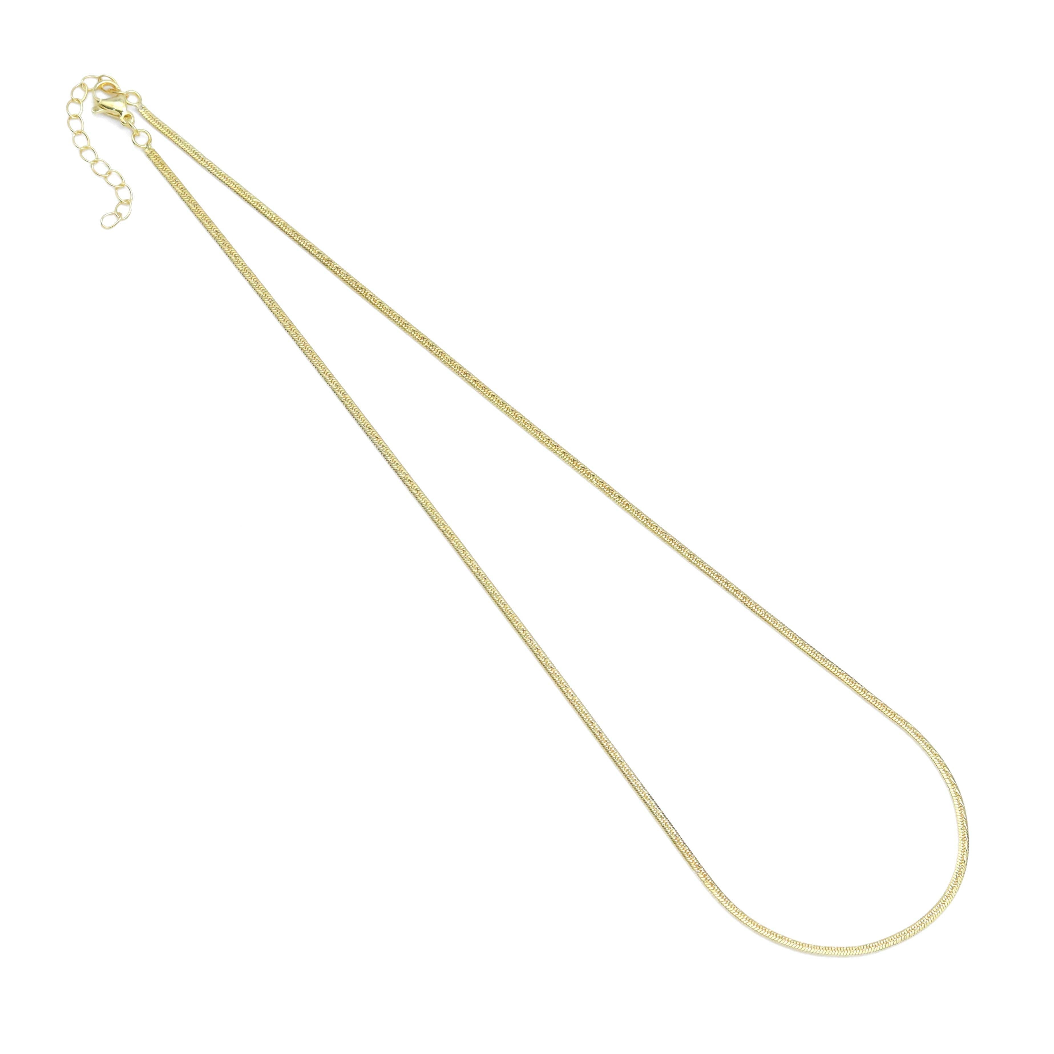 Dainty Gold thin snake Chain Necklace, thin herringbone chain, Sku#LD545c
