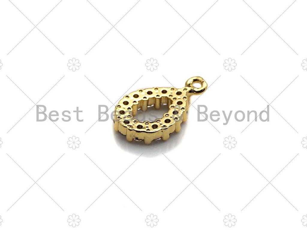 Dainty Clear CZ Micro Pave Teardrop Shape Pendant, Waterdrop Pave Pendant, 9x16mm, Sku#LK30