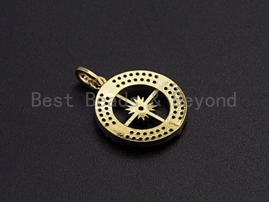 Clear CZ Micro Pave Hollow out Compass Pendant/Charm,Z458