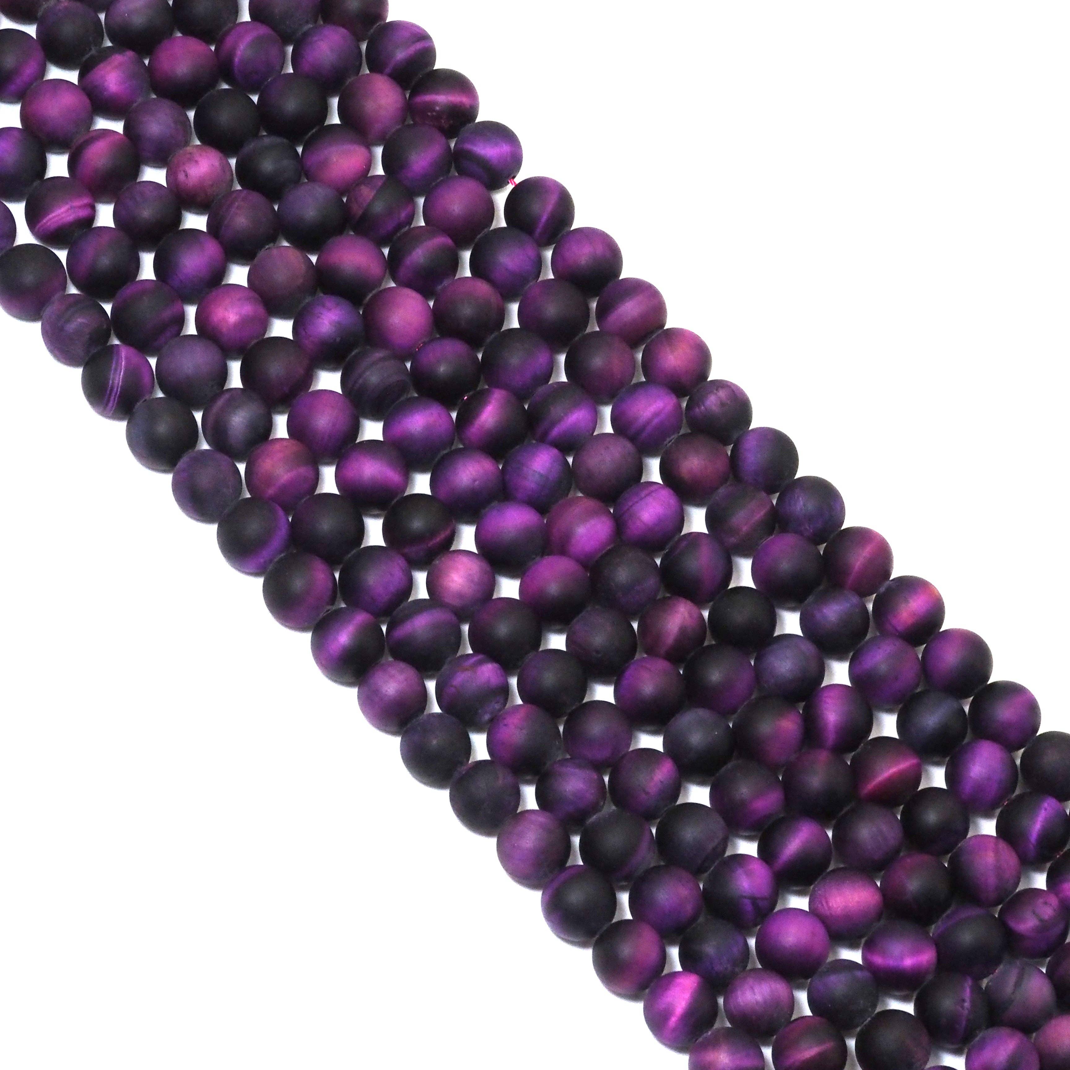 High Quality Purple Tiger Eye Matt Round Smooth Beads, 8mm/10mm/12mm, Sku#UA303