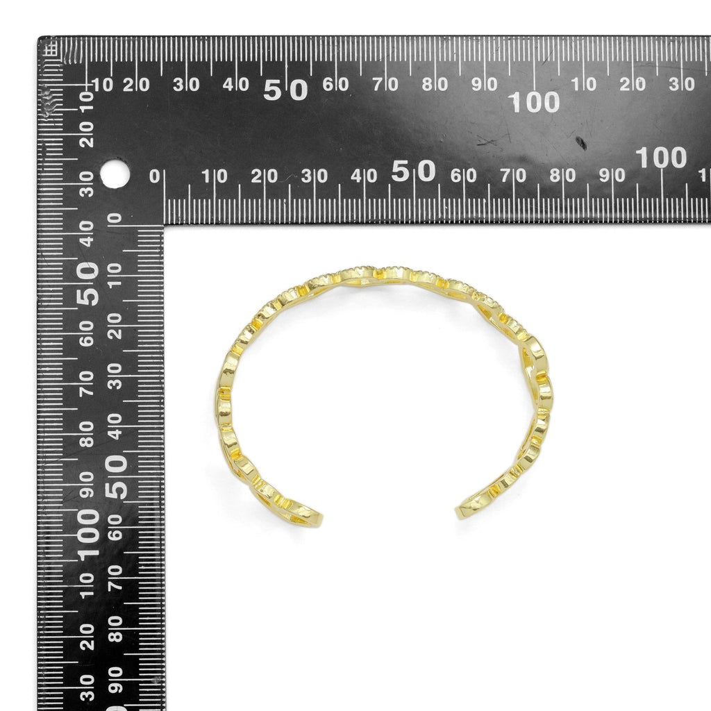 Gold CZ Twisted Heart Adjustable Bracelet, Sku#LK950