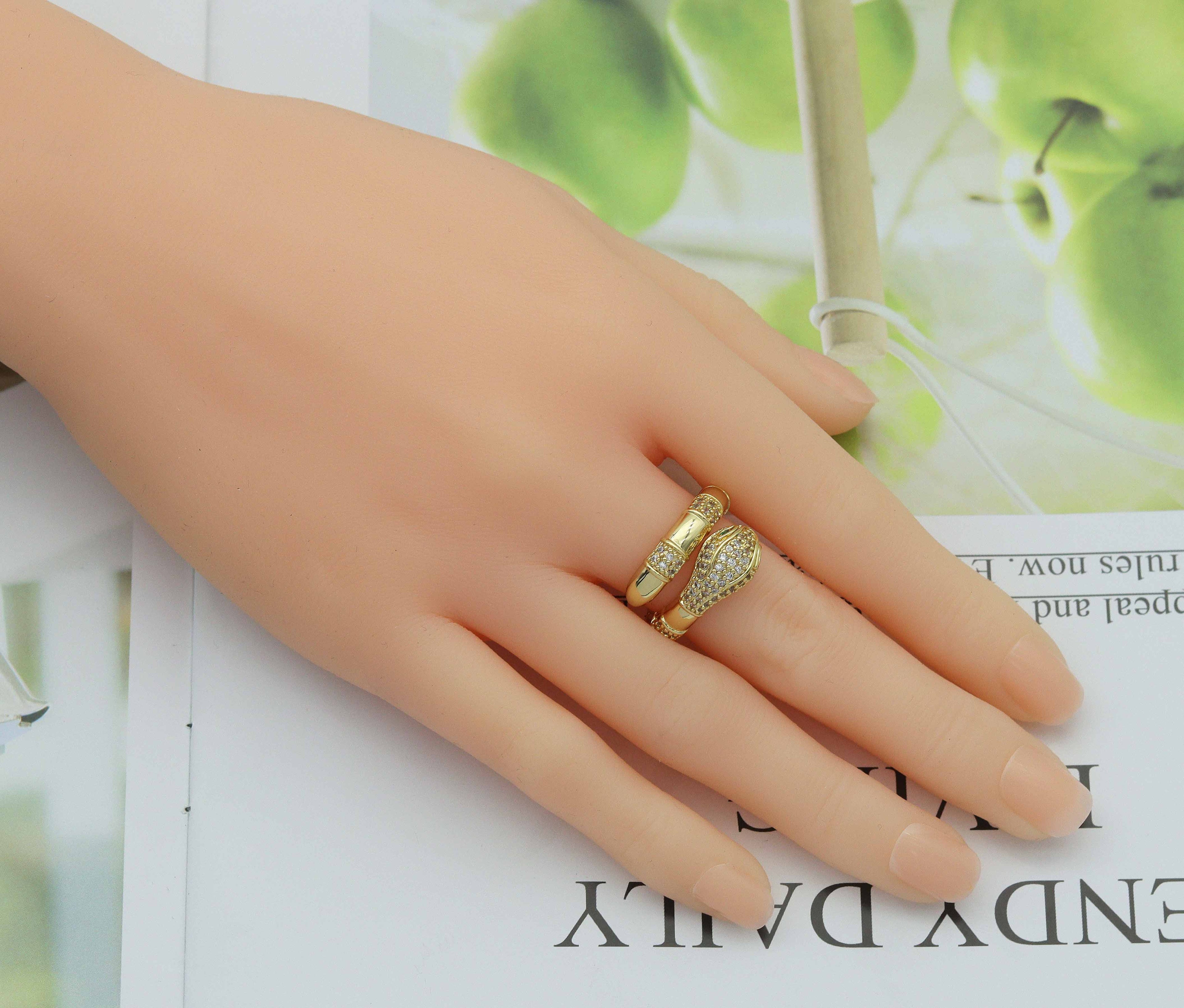 CZ Snake Adjustable Bracelet and Rings, Sku#X319