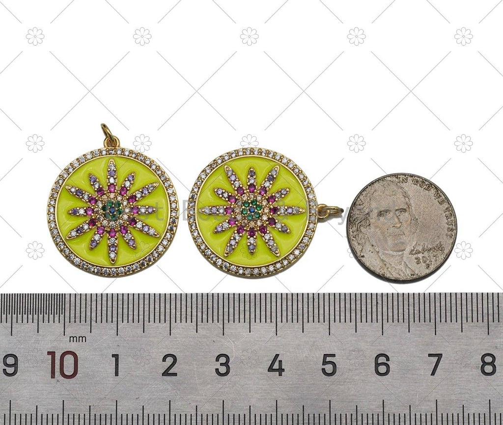 Enamel Sunflower Charm, Sku#Y592