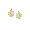 Baguette CZ hollow Out Cross Coin Charm, Sku#LD540
