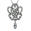 Celtic Knot Necklace With Faceted Stone Drop Pendant Silver