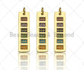 Colorful CZ Micro Pave Long Bar Rectangle Shape Pendant, Cubic Zirconia Rectangle Pendant, Gold Tone pendant, 7x25mm, sku#LK178