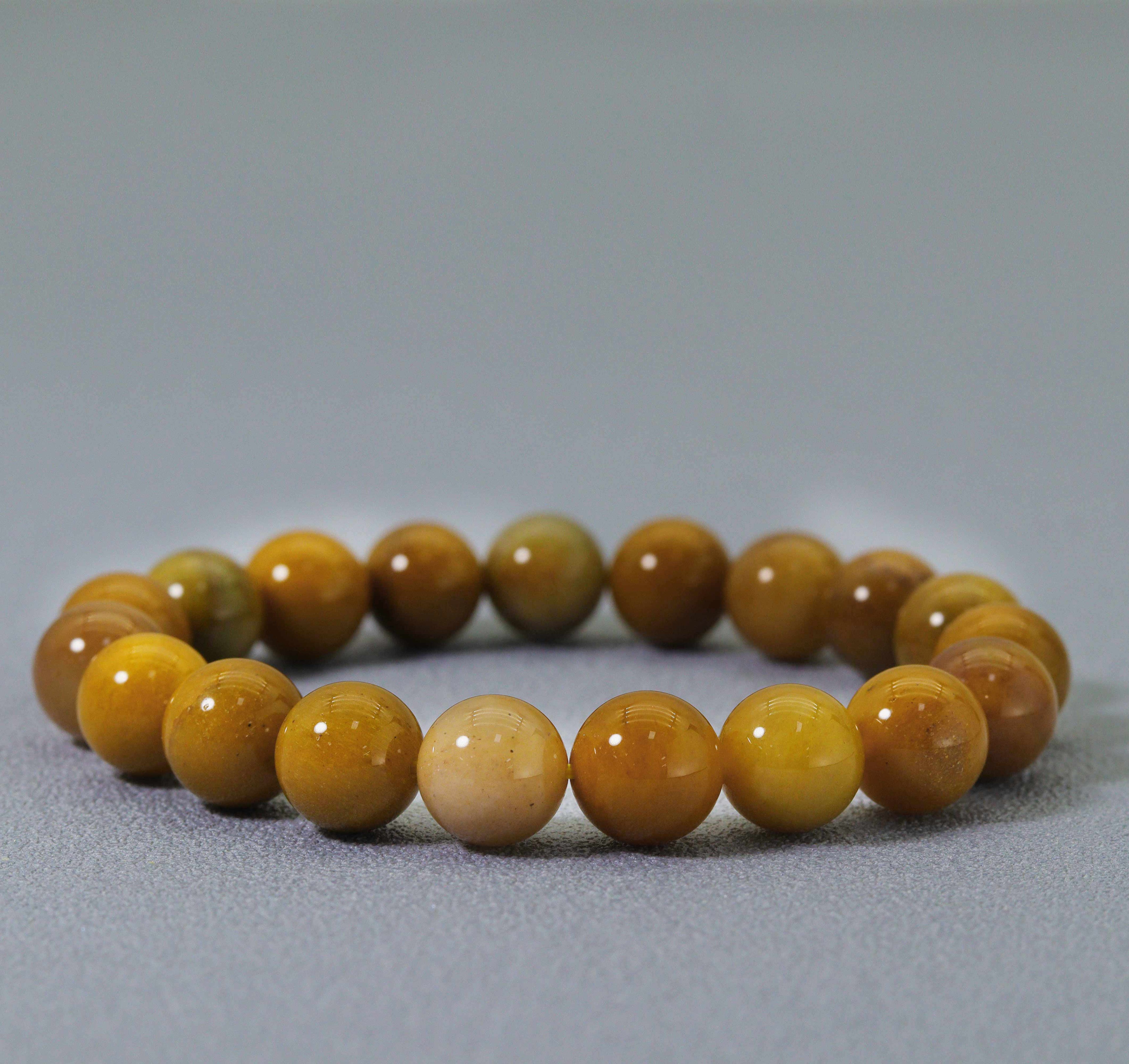Genuine Goldstone Round Smooth Stretchy Bracelet, Sku#EF144