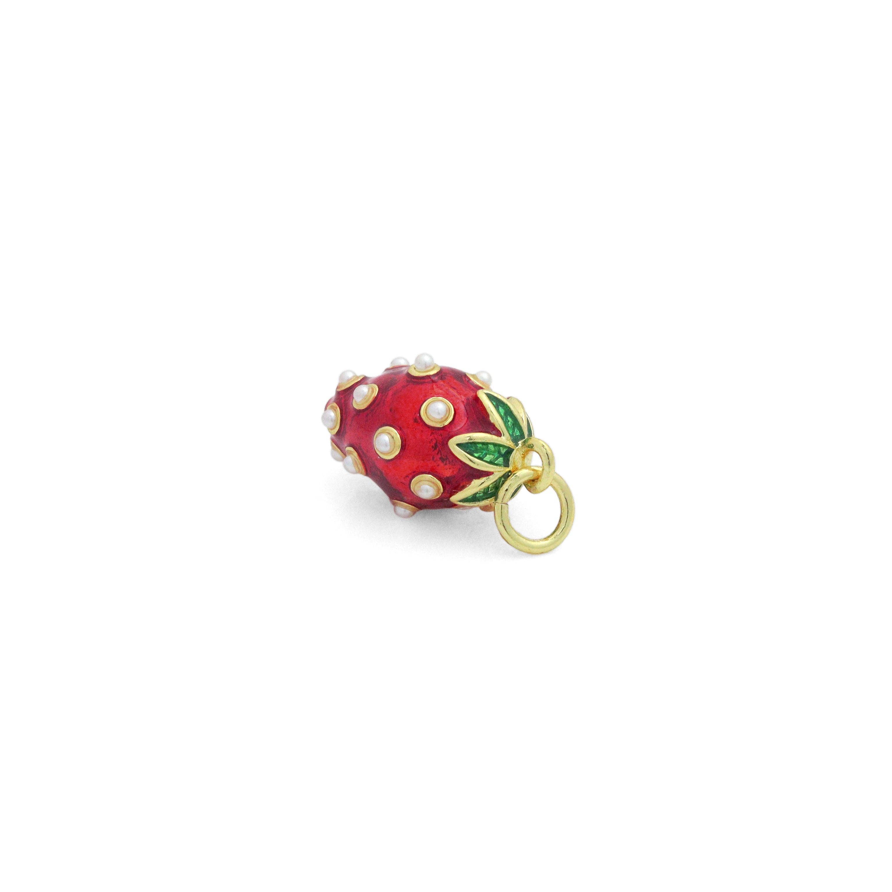 White Pearl Strawberry Charm Pendant,Sku#LD724