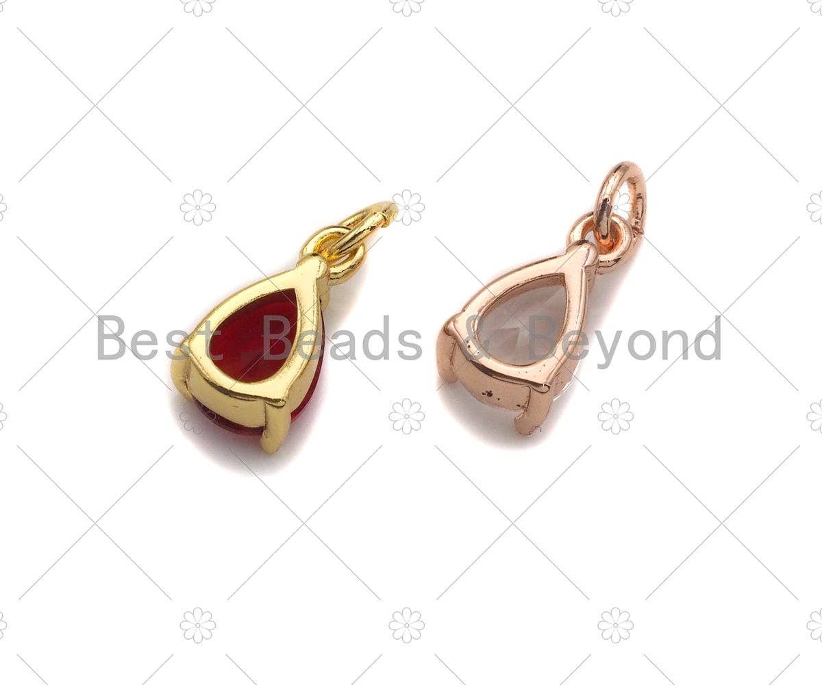 Colored Stone Teardrop Shaped Charm, Blue/Green/Red Gold Teardrop Charm, Charms for Earrings, Bracelet Jewerly Making, 6x11mm, sku#Z1155