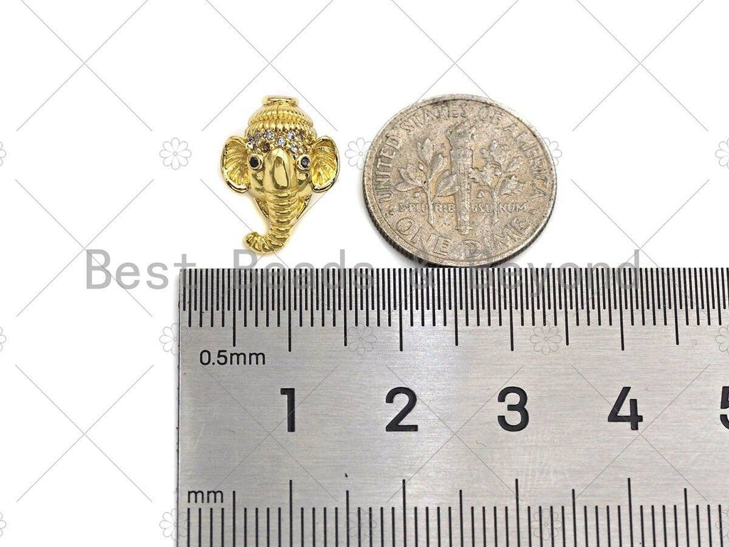 CZ Micro Pave Elephant Head Bead, Elephant Spacer Beads, Men's Jewelry Findings, CZ Pave beads, Animal Beads, 11x15mm, sku#LK109