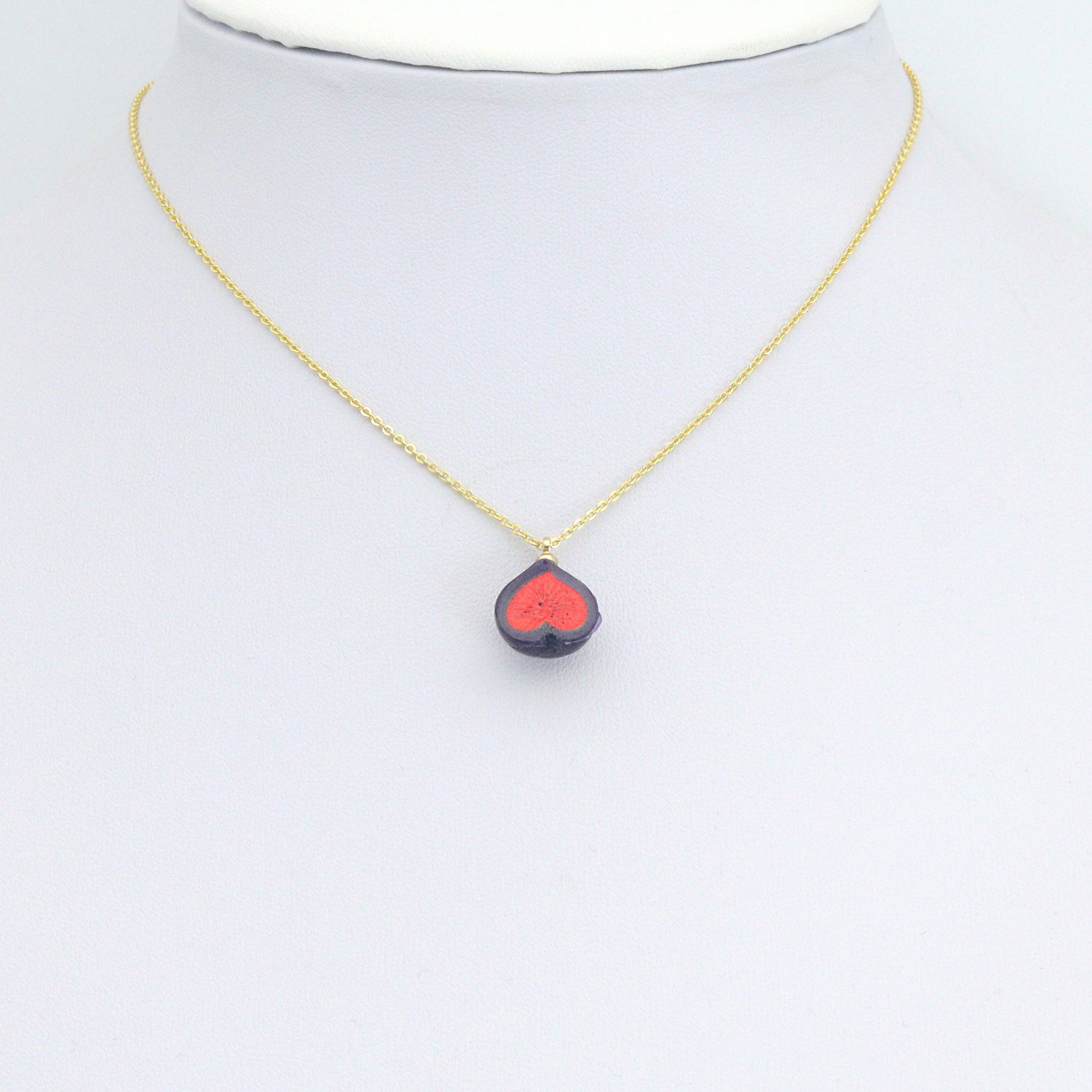 Enamel Gold Half Fig Charm Pendant,Sku#LK1246