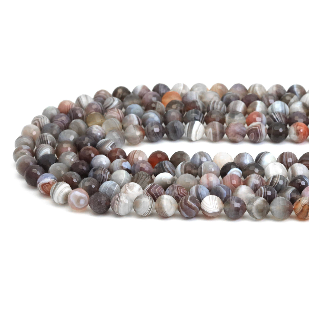 Fine Cut Botswana Agate Round Beads, Sku#U1888
