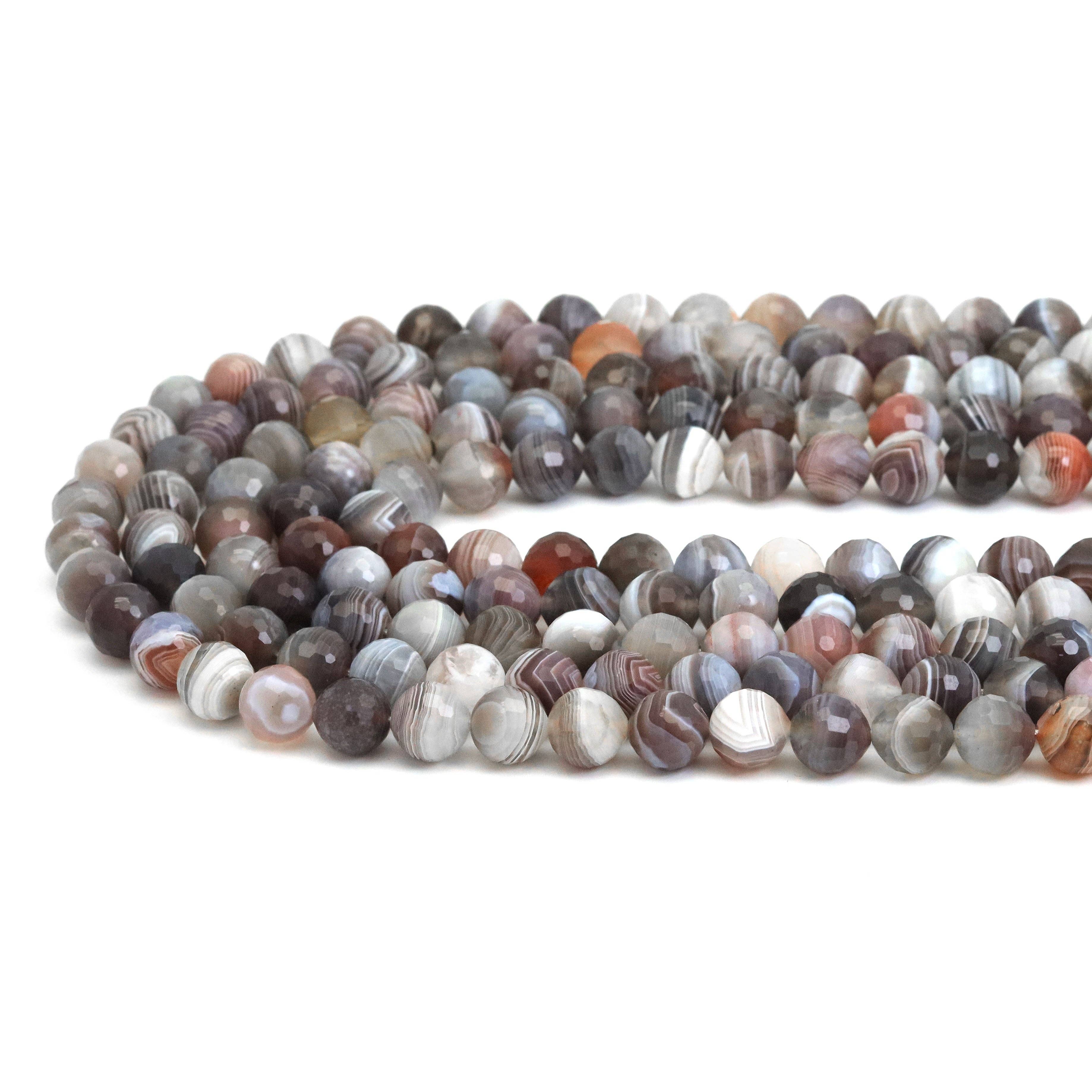 Fine Cut Botswana Agate Round Beads, Sku#U1888
