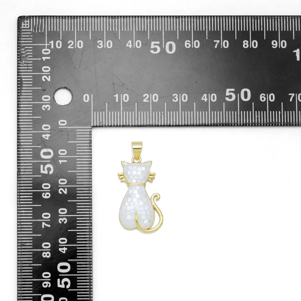 Mother of Pearl Cat Charm Pendant, Sku#WL18
