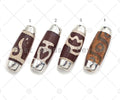 16x39mm Large Natural Tibetan Agate Barrel Shape Spacer Beads, Silver Wrap Finish, Oval Tibetan Agate Beads, sku#U962