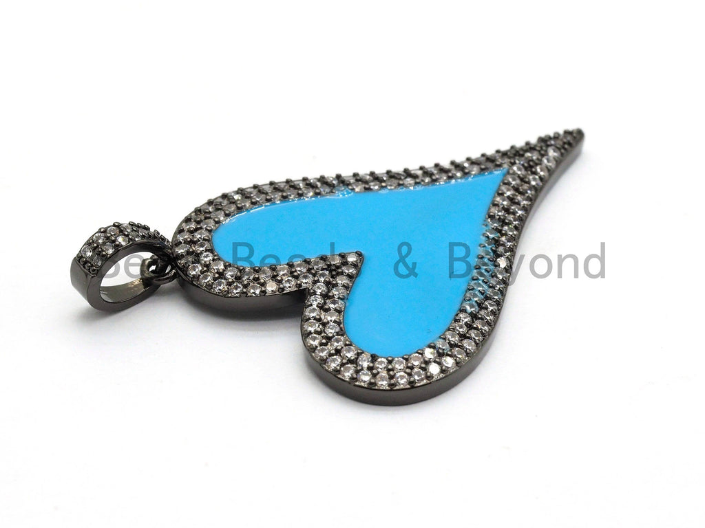 Pave CZ Enamel Heart Pendant, sku#F566