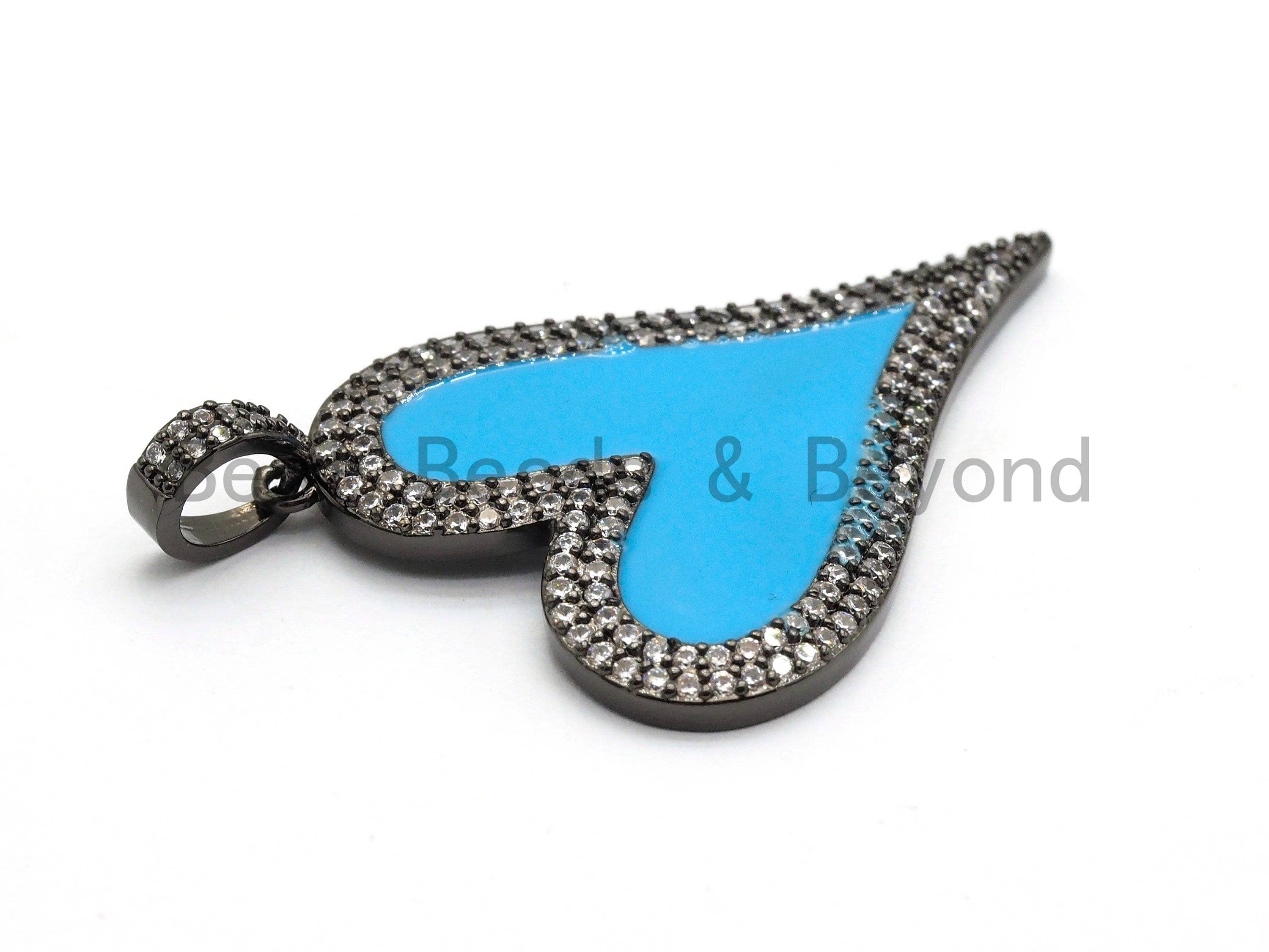 Pave CZ Enamel Heart Pendant, sku#F566