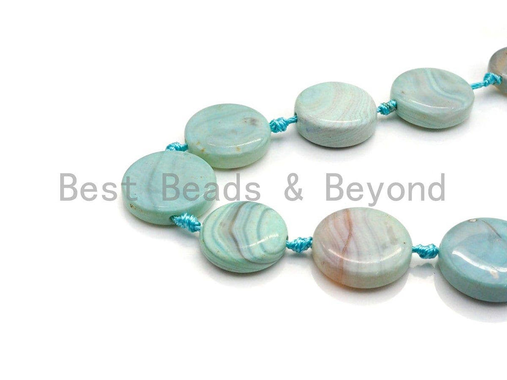 25mm/30mm Natural Blue Agate Coin Shape Spacer Beads,  1pc/9pc/11pc, sku#U881