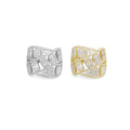 Clear Baguette CZ Chunky Twisted Statement Ring, Sku#A230