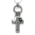 Charmed Cross Necklace Silver Pendant With Black Bead