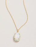 Clara Oval Necklace - 18" White Opal