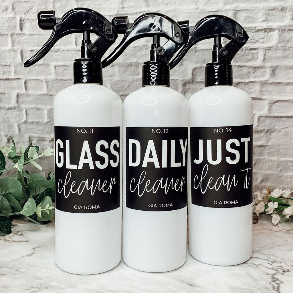16oz Plastic Spray Bottles With White Or Black Waterproof Labels