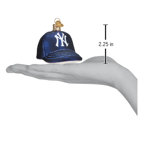 New York Yankees Baseball Cap Glass Ornament