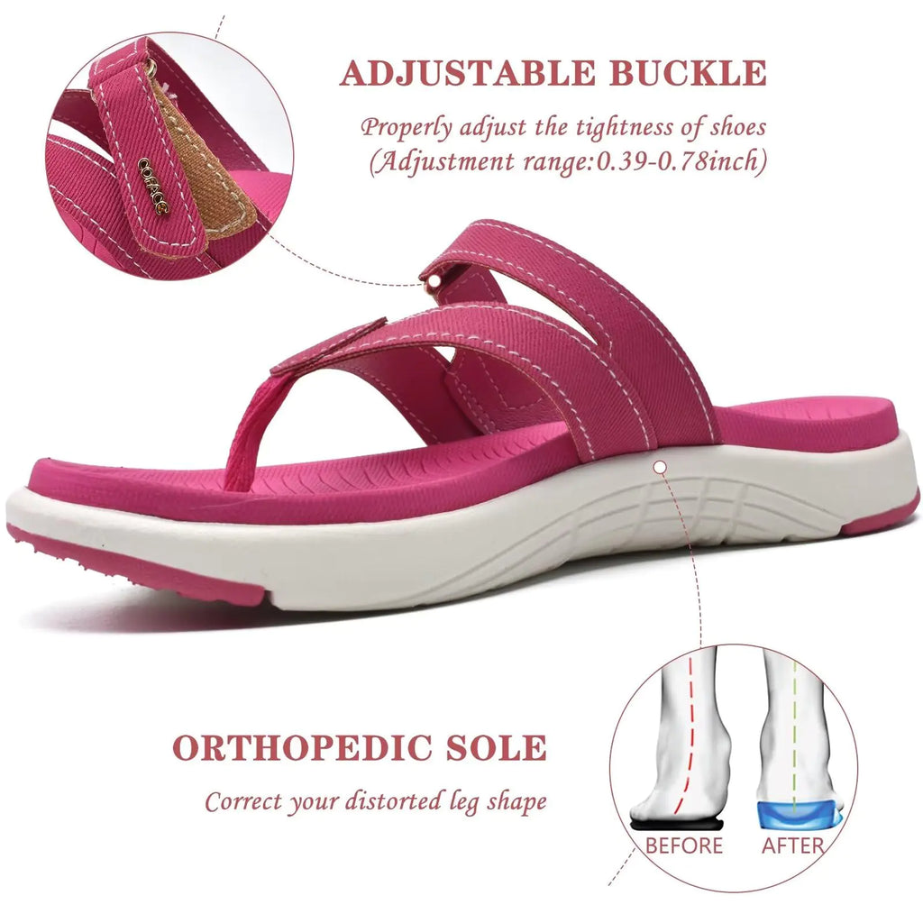 COFACE Womens Fashion Orthotic Flip Flops Ladies Slip On Lightweight Athletic Yoga Mat Cushion Thong Sandals With Comfortable Plantar Fasciitis Arch Support 9.5 Rose - # GIAA73510005
