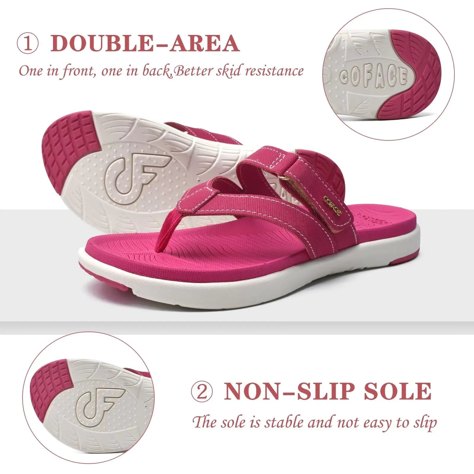 COFACE Womens Fashion Orthotic Flip Flops Ladies Slip On Lightweight Athletic Yoga Mat Cushion Thong Sandals With Comfortable Plantar Fasciitis Arch Support 9.5 Rose - # GIAA73510005