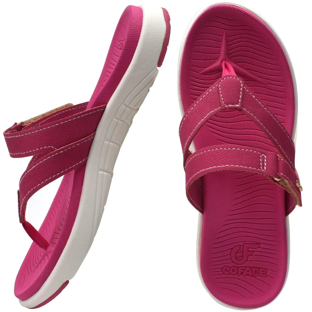 COFACE Womens Fashion Orthotic Flip Flops Ladies Slip On Lightweight Athletic Yoga Mat Cushion Thong Sandals With Comfortable Plantar Fasciitis Arch Support 9.5 Rose - # GIAA73510005