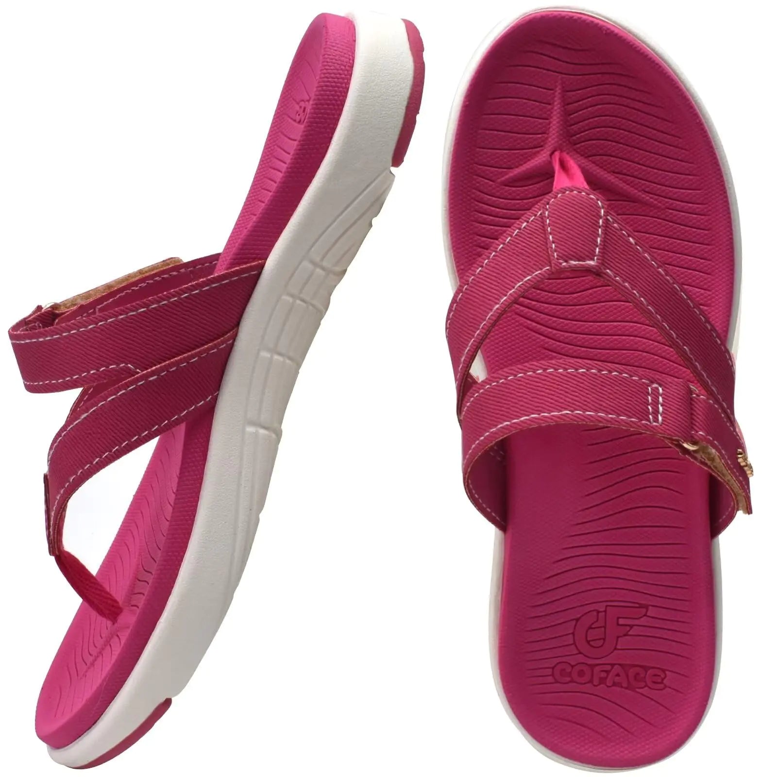 COFACE Womens Fashion Orthotic Flip Flops Ladies Slip On Lightweight Athletic Yoga Mat Cushion Thong Sandals With Comfortable Plantar Fasciitis Arch Support 9.5 Rose - # GIAA73510005
