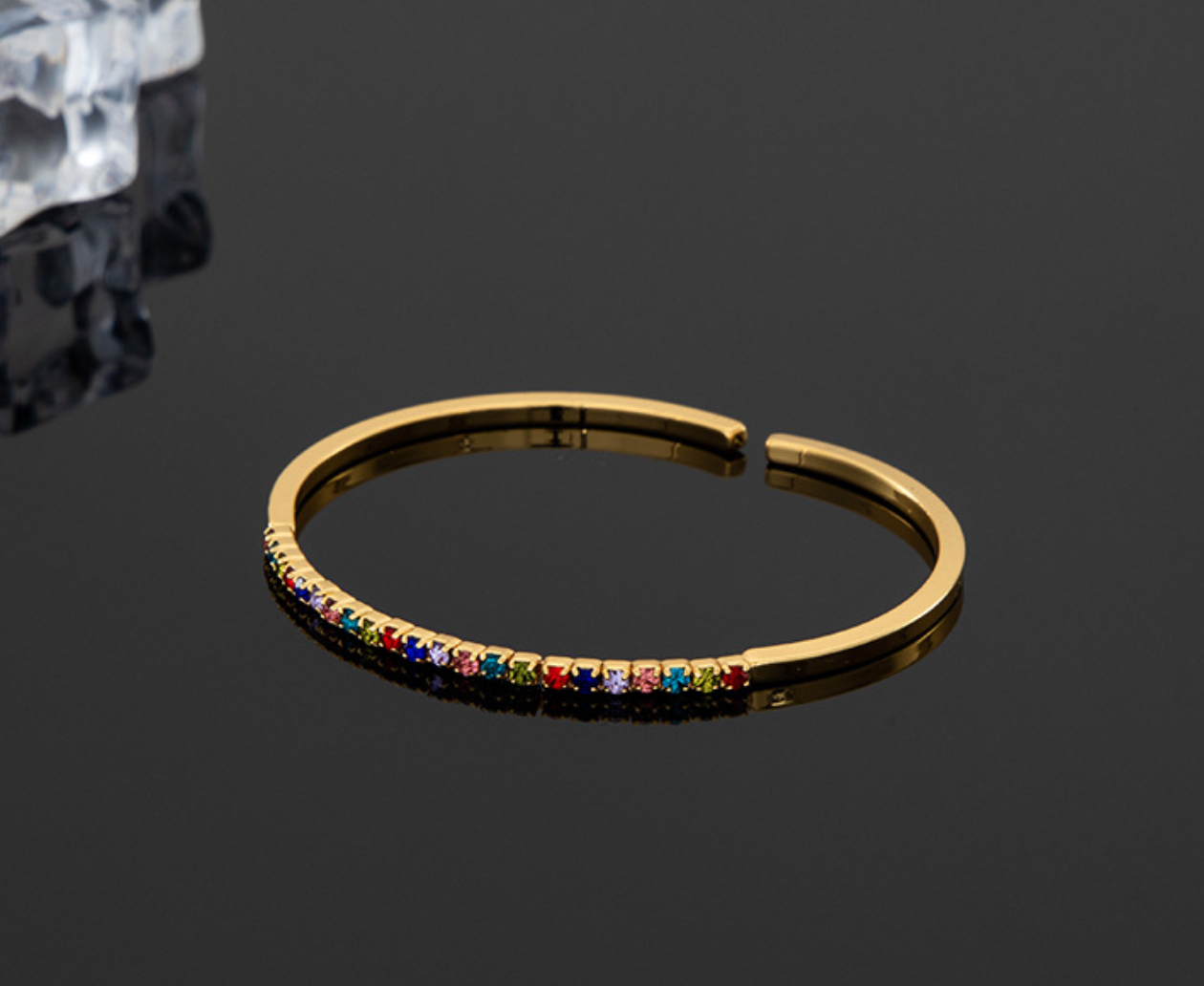 Colorful Stone Adjustable Bracelet For Women Gold Plated