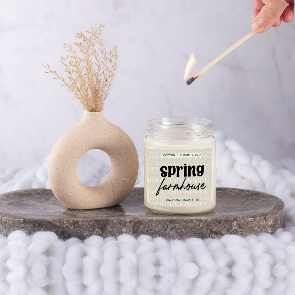 Cotton Blossom Soy Candle Fresh Lavender Cotton Spa Scent For Home