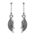 Crystal Silver Dangle Wing Earrings Shimmering Angel