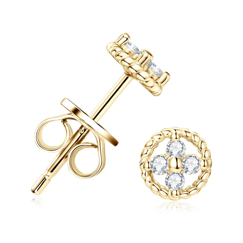 D-Color Moissanite Round Stud Earrings 925 Sterling Silver For Women Party