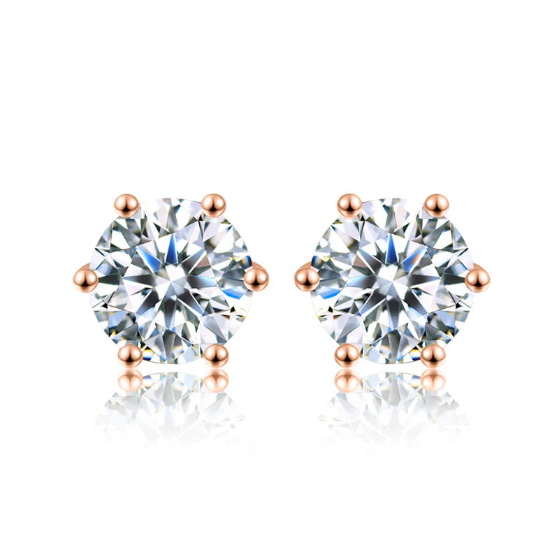D Color Moissanite Stud Earrings 0.1-2ct Certified Lab Created 925 Sterling