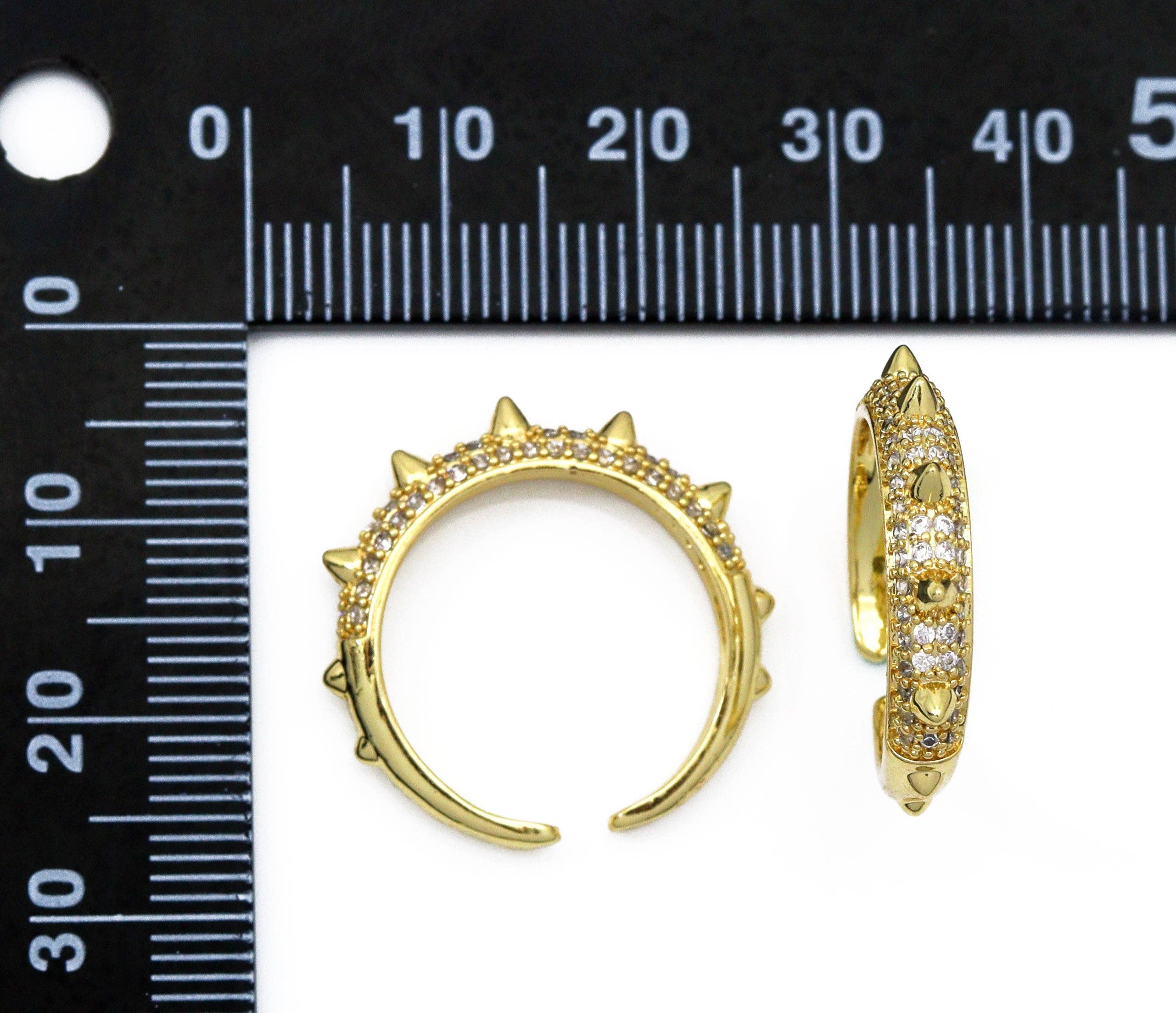 CZ Gold Spike Ring, Sku#LD325